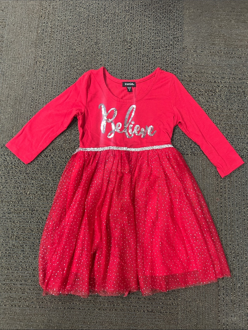 Zunie Red Sparkle 'Believe' Tulle Dress